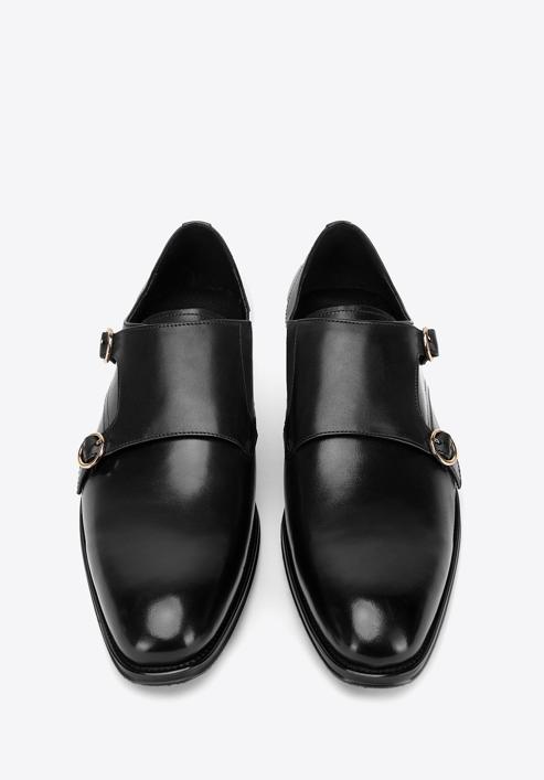 Pantofi  din piele cu curea dublă, negru, 98-M-712-4-43, Fotografie 3
