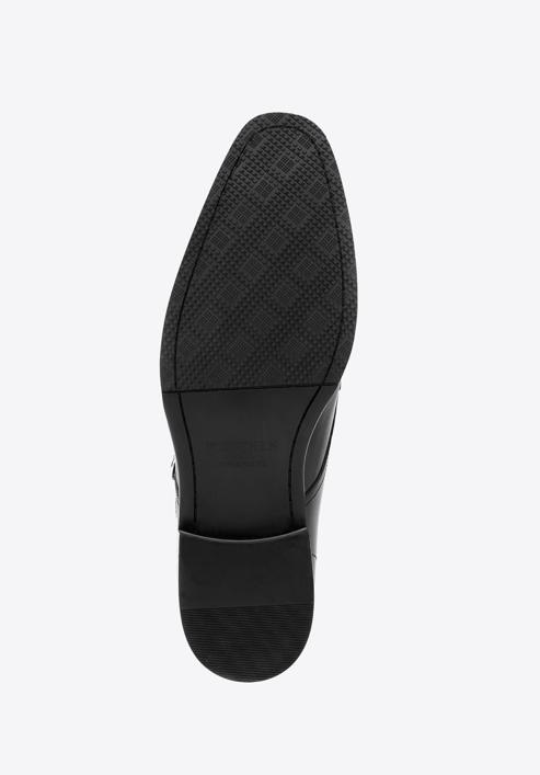 Pantofi  din piele cu curea dublă, negru, 98-M-712-1-42, Fotografie 6