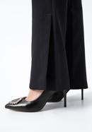 Pantofi din piele cu toc stiletto cu detaliu de cataramă strălucitor, negru, 97-D-517-5-36, Fotografie 15