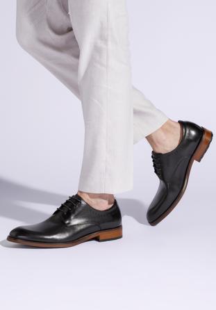 Pantofi din piele pentru costum, simpli, negru, 94-M-515-1-43, Fotografie 1