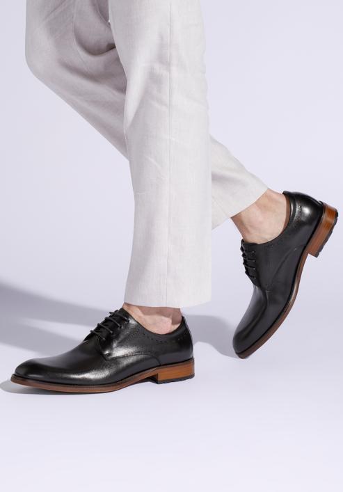 Pantofi din piele pentru costum, simpli, negru, 94-M-515-8-40, Fotografie 15
