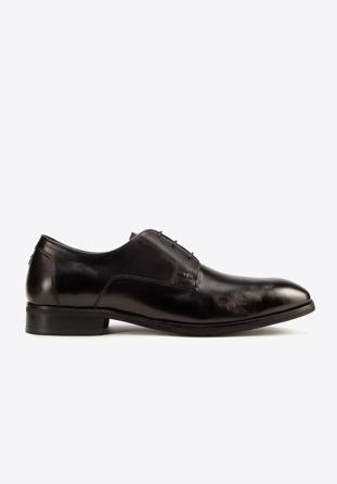 Pantofi din piele tip derby pentru costum, negru, 93-M-525-1-44, Fotografie 1