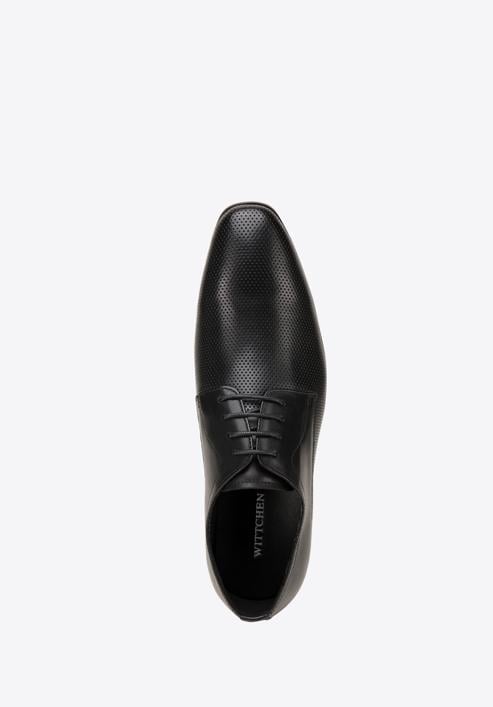 Pantofi formali pentru bărbați din piele perforată, negru, 98-M-705-1P-43, Fotografie 4