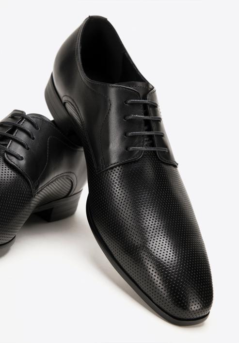 Pantofi formali pentru bărbați din piele perforată, negru, 98-M-705-1P-42, Fotografie 7