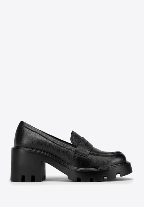 Pantofi loafer cu platformă din piele, negru, 97-D-504-3-40, Fotografie 1