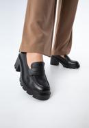 Pantofi loafer cu platformă din piele, negru, 97-D-504-3-37, Fotografie 15