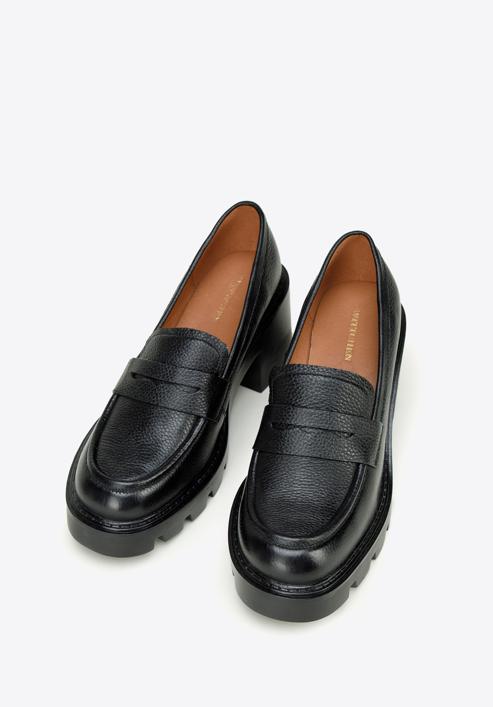 Pantofi loafer cu platformă din piele, negru, 97-D-504-3-40, Fotografie 2