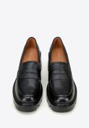 Pantofi loafer cu platformă din piele, negru, 97-D-504-1B-40, Fotografie 3