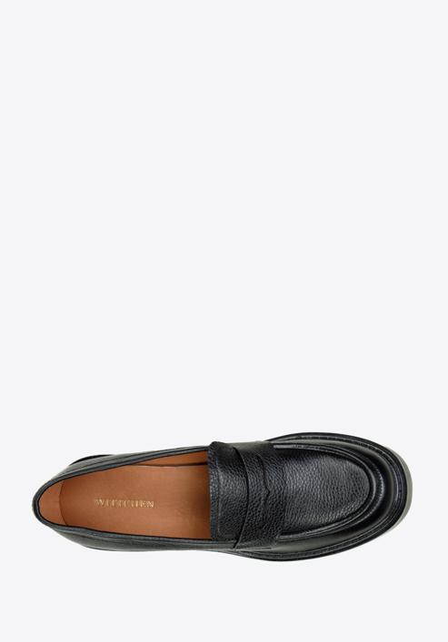 Pantofi loafer cu platformă din piele, negru, 97-D-504-3-40, Fotografie 5