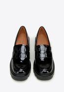 Pantofi loafer cu platformă din piele lăcuită, negru, 97-D-504-1L-37, Fotografie 3