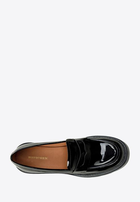 Pantofi loafer cu platformă din piele lăcuită, negru, 97-D-504-1L-37, Fotografie 5