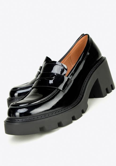 Pantofi loafer cu platformă din piele lăcuită, negru, 97-D-504-1L-37, Fotografie 8