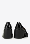 Pantofi loafer cu platformă din piele lăcuită croco, negru, 97-D-504-1C-39, Fotografie 4