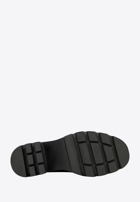 Pantofi loafer cu platformă din piele lăcuită croco, negru, 97-D-504-1C-36, Fotografie 6