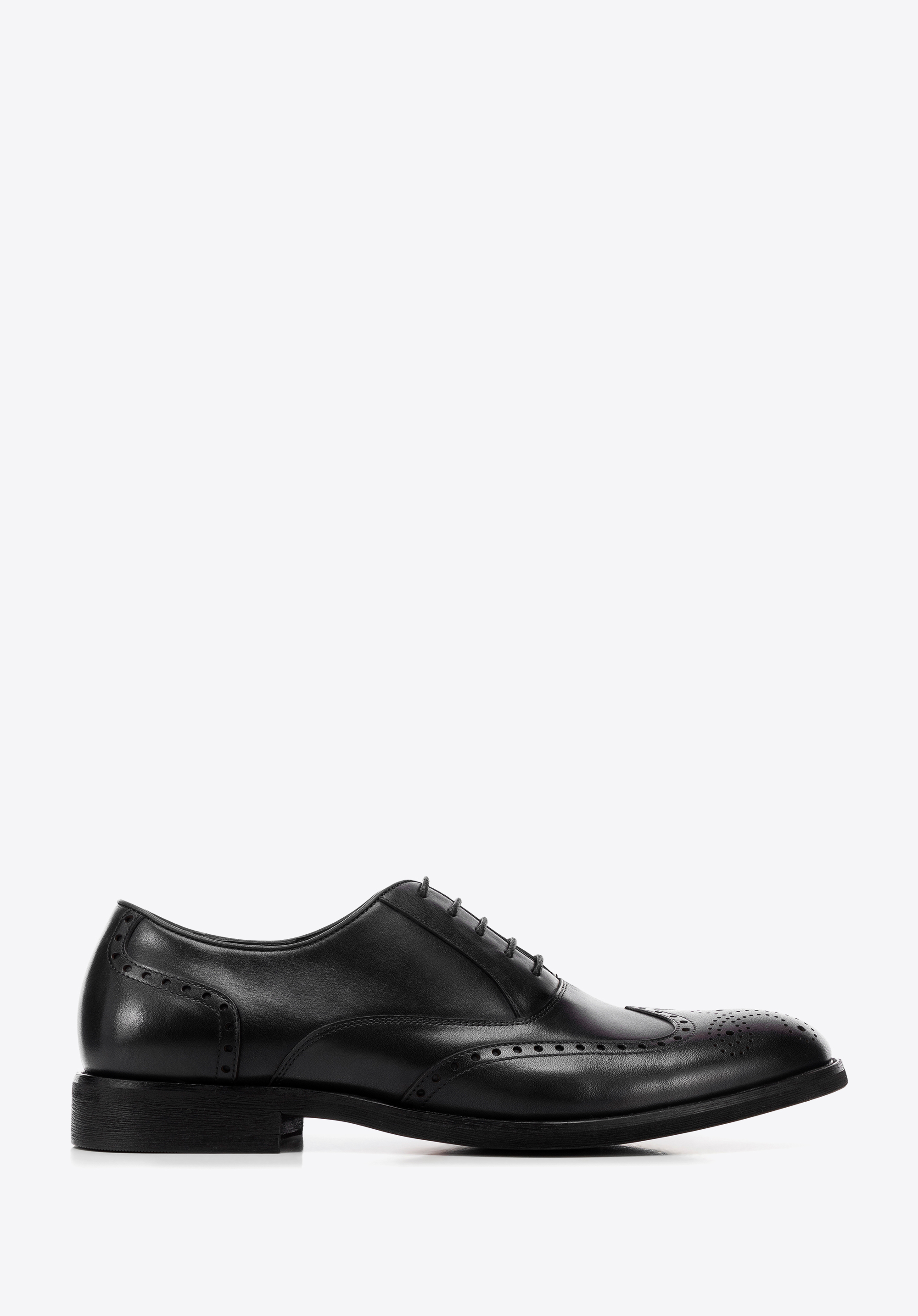 Pantofi oxford din piele pentru bărbaţi cu perforaţii, negru, 100-M-511-1-43, Fotografie 1