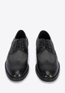 Pantofi pentru bărbați Brogue din piele cu motiv în formă crenguță de brad, negru, 95-M-501-1-43, Fotografie 3
