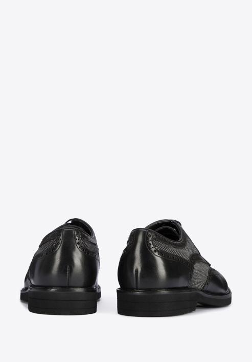 Pantofi pentru bărbați Brogue din piele cu motiv în formă crenguță de brad, negru, 95-M-501-4-43, Fotografie 4