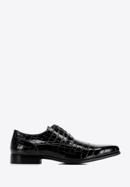 Pantofi pentru bărbați din piele întoarsă cu textură croco, negru, 96-M-519-1C-44, Fotografie 1