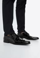 Pantofi pentru bărbați din piele întoarsă cu textură croco, negru, 96-M-519-1C-39, Fotografie 15