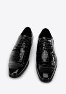 Pantofi pentru bărbați din piele întoarsă cu textură croco, negru, 96-M-519-3C-42, Fotografie 3