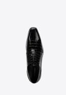 Pantofi pentru bărbați din piele întoarsă cu textură croco, negru, 96-M-519-3C-45, Fotografie 4