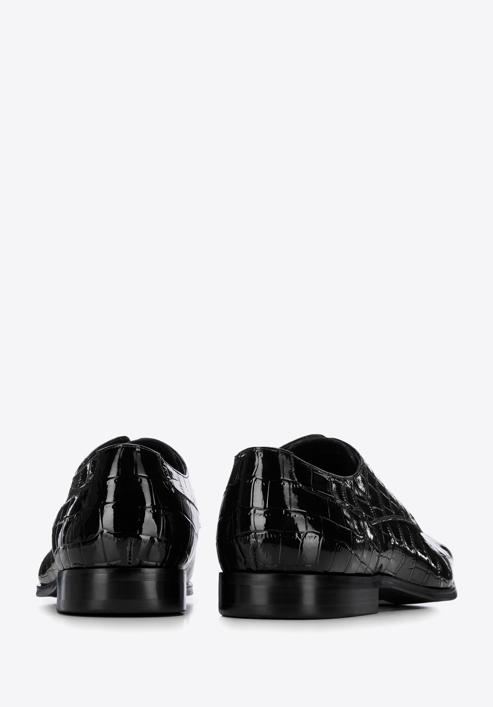 Pantofi pentru bărbați din piele întoarsă cu textură croco, negru, 96-M-519-3C-41, Fotografie 5