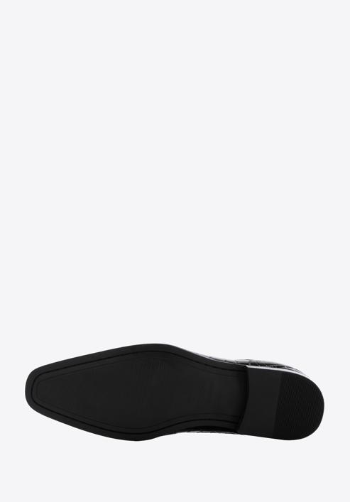 Pantofi pentru bărbați din piele întoarsă cu textură croco, negru, 96-M-519-3C-45, Fotografie 6