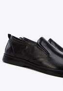 Pantofi pentru bărbați din piele perforată cu benzi elastice, negru, 96-M-515-1-39, Fotografie 7