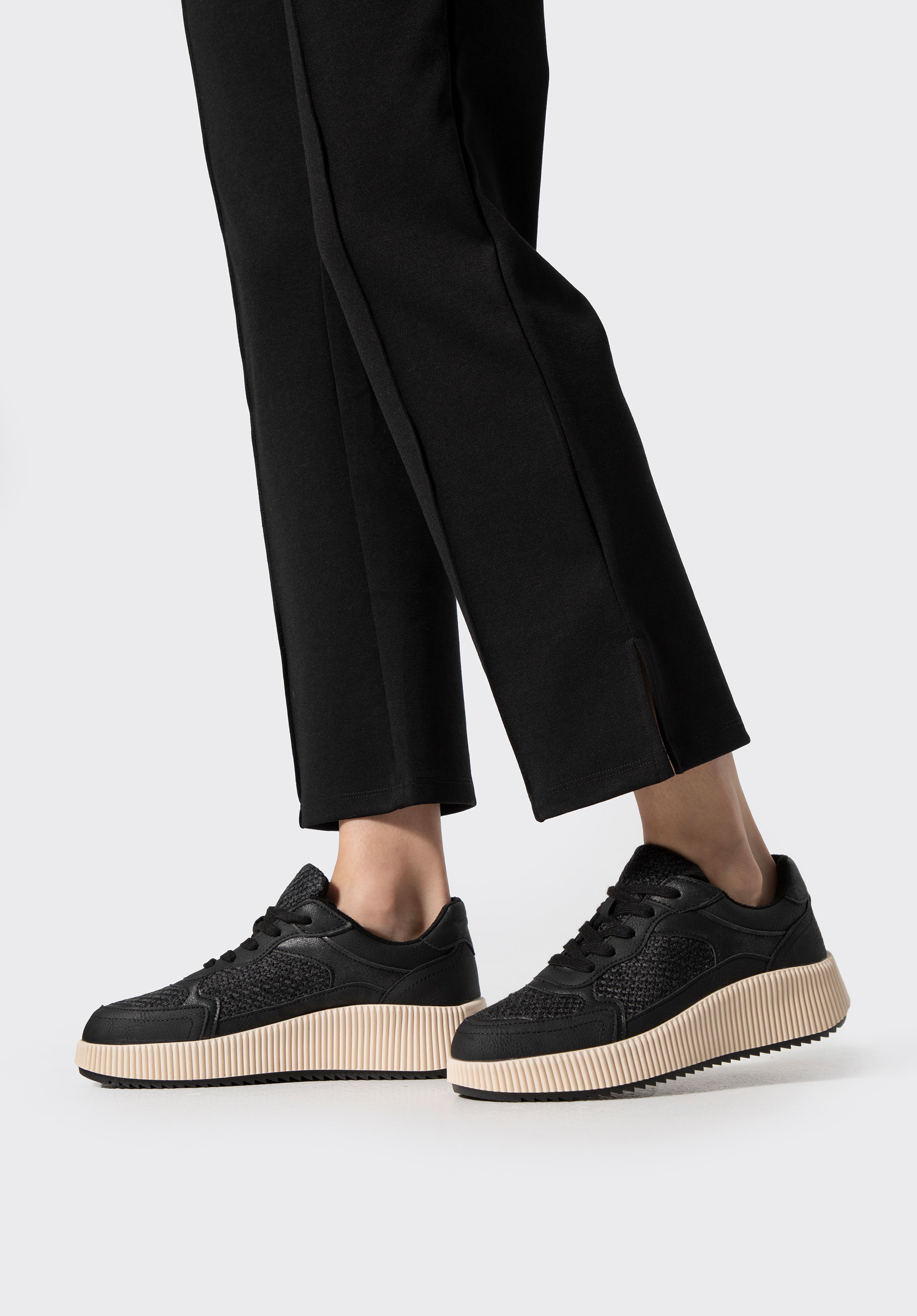 Pantofi sport cu platformă pentru femei, negru, 102-P-400-1-41, Fotografie 1