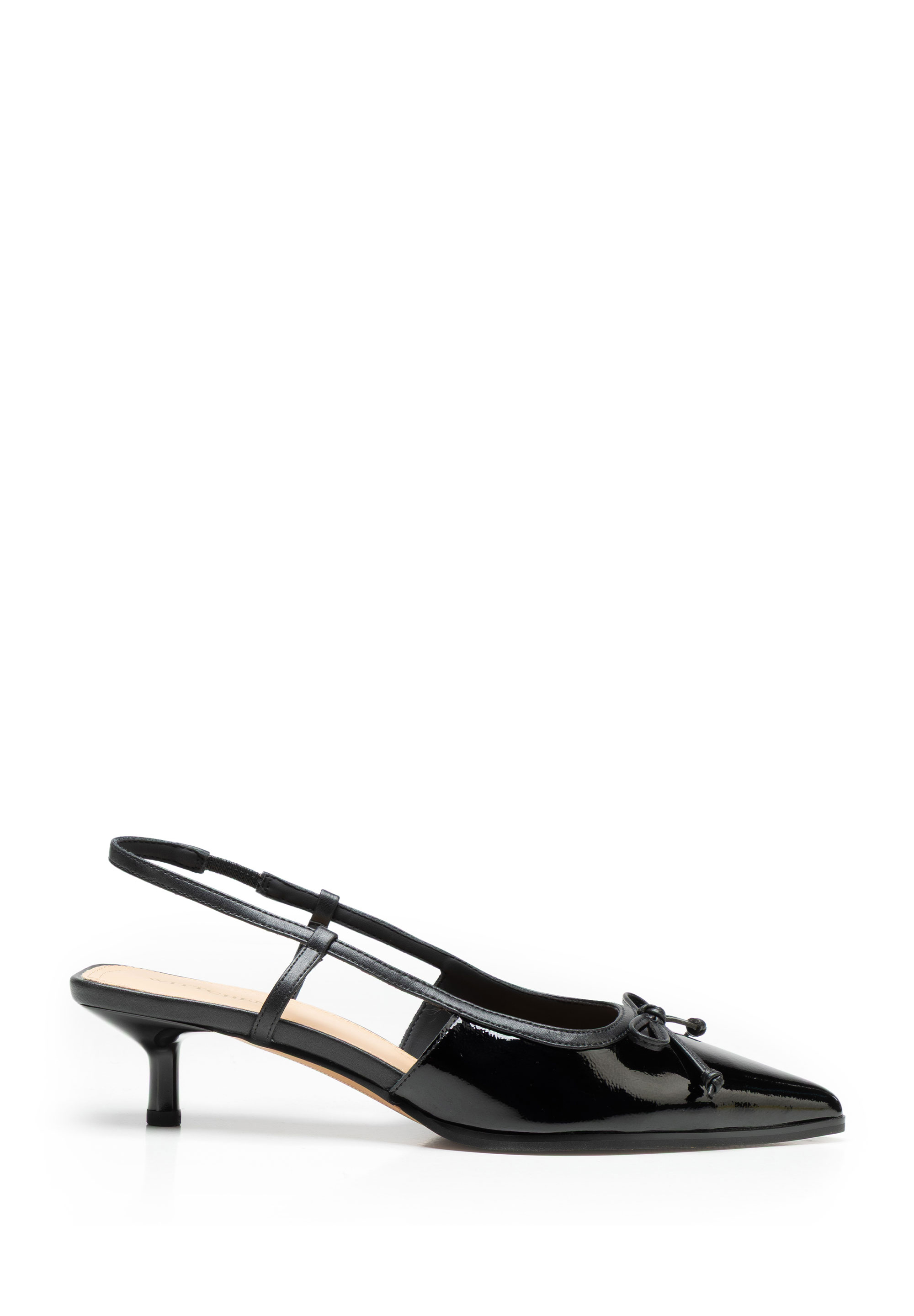 Pantofi sport damă din piele lăcuită cu slingback, negru, 102-D-351-1-37, Fotografie 1