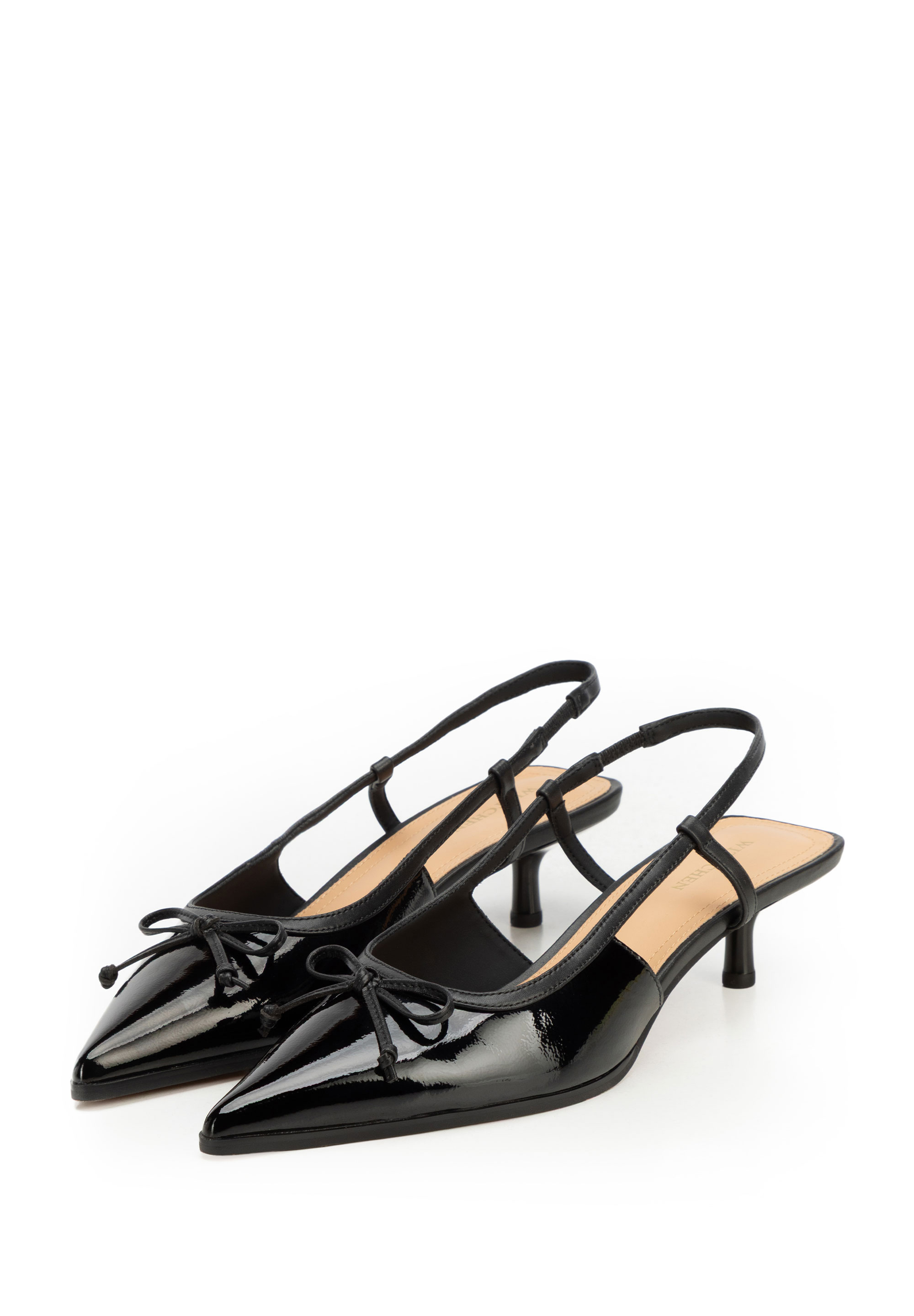 Pantofi sport damă din piele lăcuită cu slingback, negru, 102-D-351-1-37, Fotografie 1