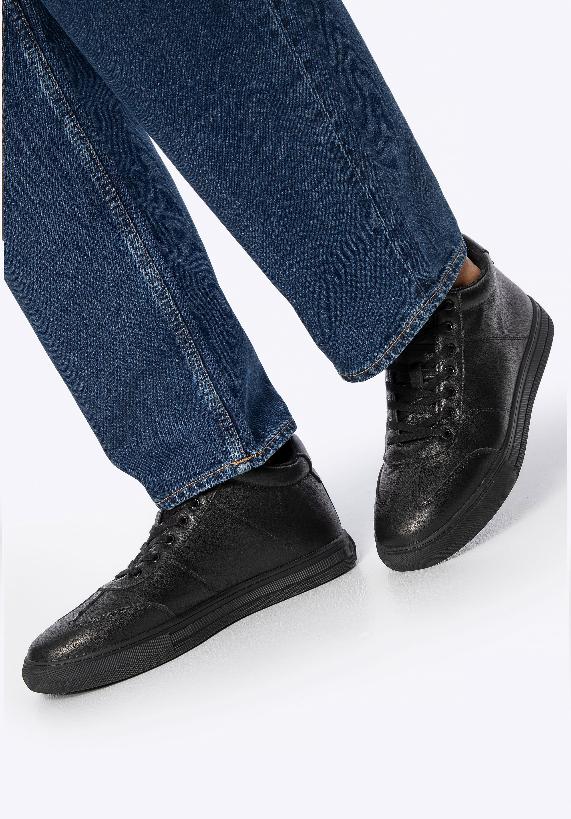 Pantofi sport din piele pentru bărbați, negru, 101-M-514-1-43, Fotografie 1