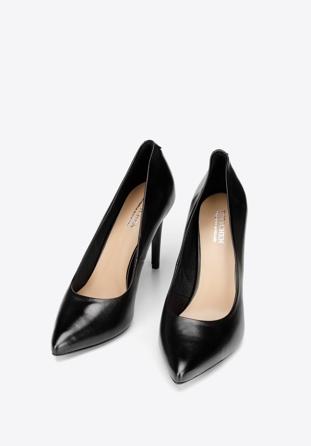 Pantofi stiletto clasic din piele, negru, BD-B-810-1-39, Fotografie 1