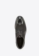 Pantofi tip brogue pentru bărbați din piele și material textil cu talpă modernă, negru, 94-M-506-1-40, Fotografie 4