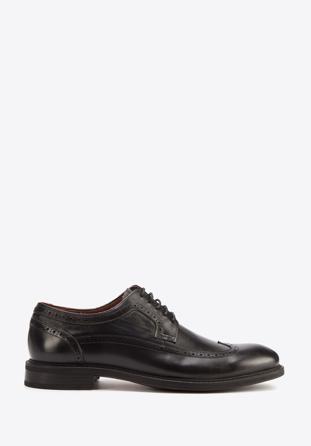 Pantofi tip Derby bărbătesc din piele cu perforații, negru, 93-M-912-1-39, Fotografie 1