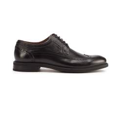 Pantofi tip Derby bărbătesc din piele cu perforații, negru, 93-M-912-1-41, Fotografie 1