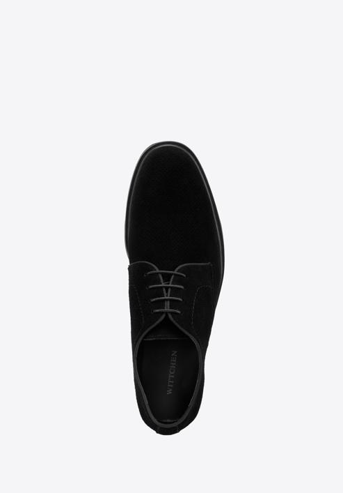 Pantofii bărbătești din piele întoarsă perforată, negru, 94-M-509-9-43, Fotografie 4