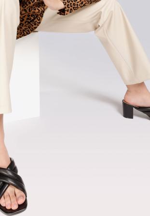 Papuci de damă matlasați cu curele încrucișate, negru, 94-DP-202-1-39, Fotografie 1