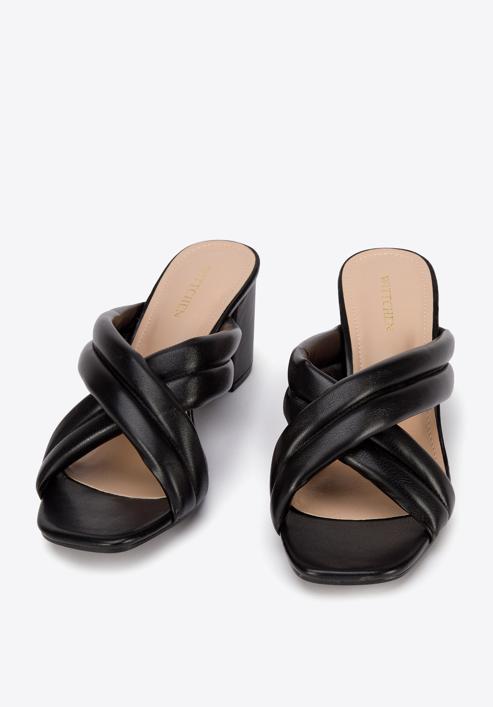 Papuci de damă matlasați cu curele încrucișate, negru, 94-DP-202-1-39, Fotografie 2
