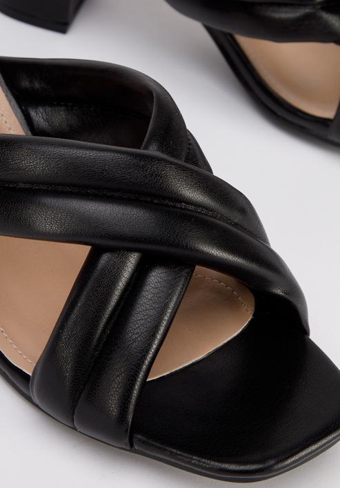 Papuci de damă matlasați cu curele încrucișate, negru, 94-DP-202-0-39, Fotografie 8