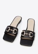 Papuci din piele pentru femei cu cataramă strălucitoare, negru, 96-D-511-9-40, Fotografie 2