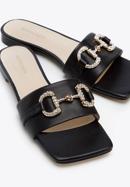 Papuci din piele pentru femei cu cataramă strălucitoare, negru, 96-D-511-9-39, Fotografie 7
