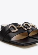 Papuci din piele pentru femei cu cataramă strălucitoare, negru, 96-D-511-0-40, Fotografie 8