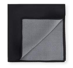 Batistă de buzunar din mătase într-o singură culoare, negru, 96-7P-002-1, Fotografie 1