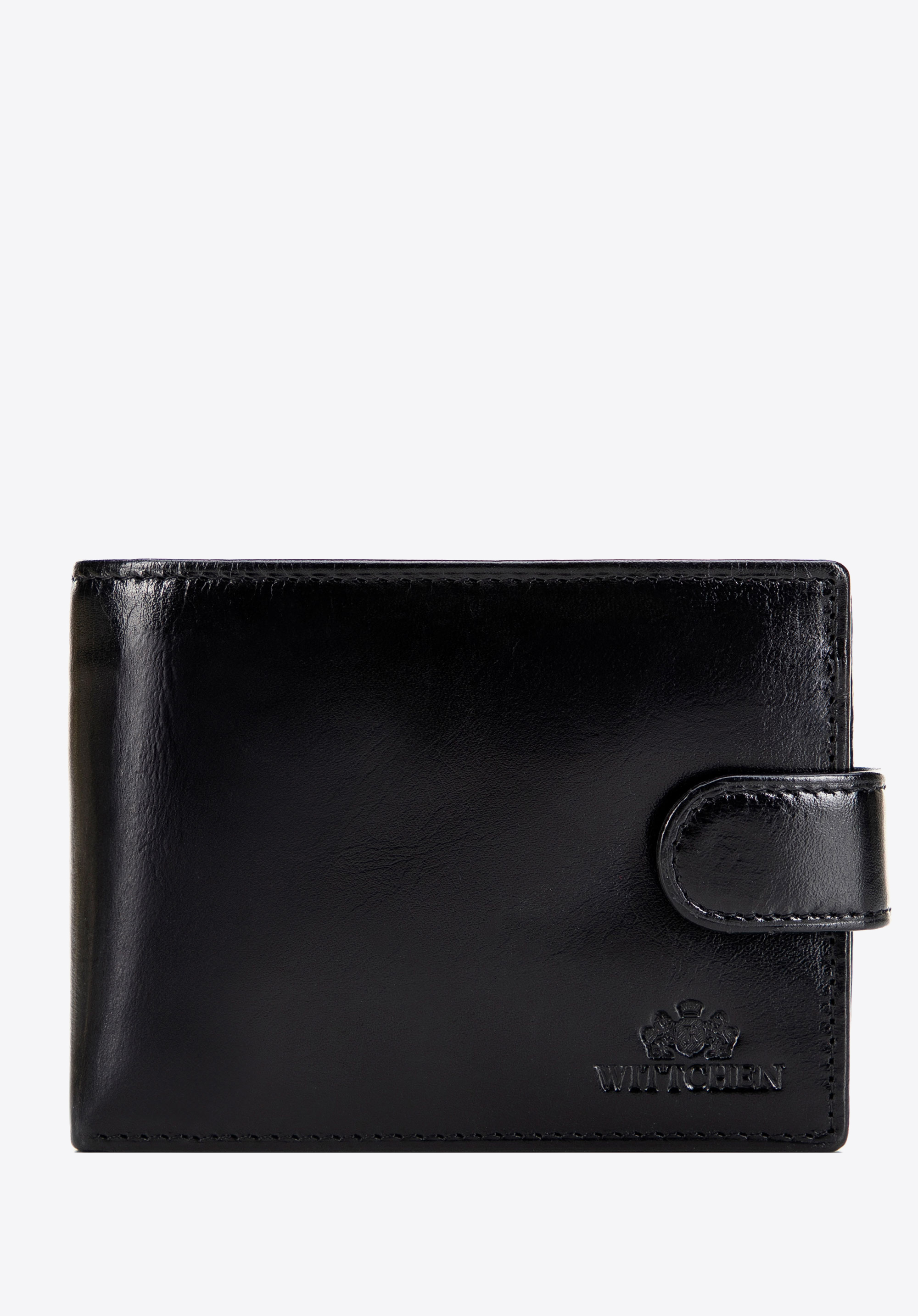 Portofel bărbătesc din piele cu curea și închidere cu capsă, negru, 21-1-038-L10, Fotografie 1