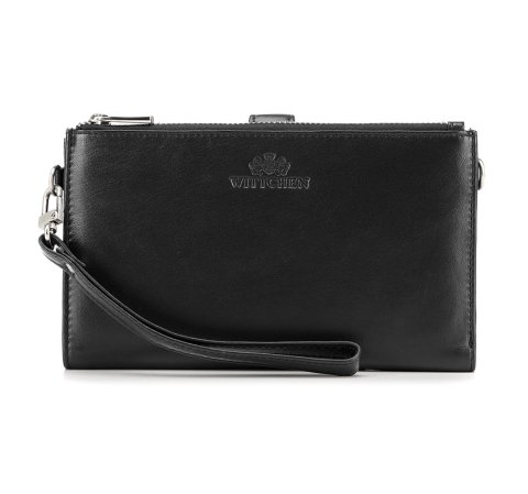 Portofel de damă din piele cu funcție de clutch, negru, 26-1-444-N, Fotografie 1