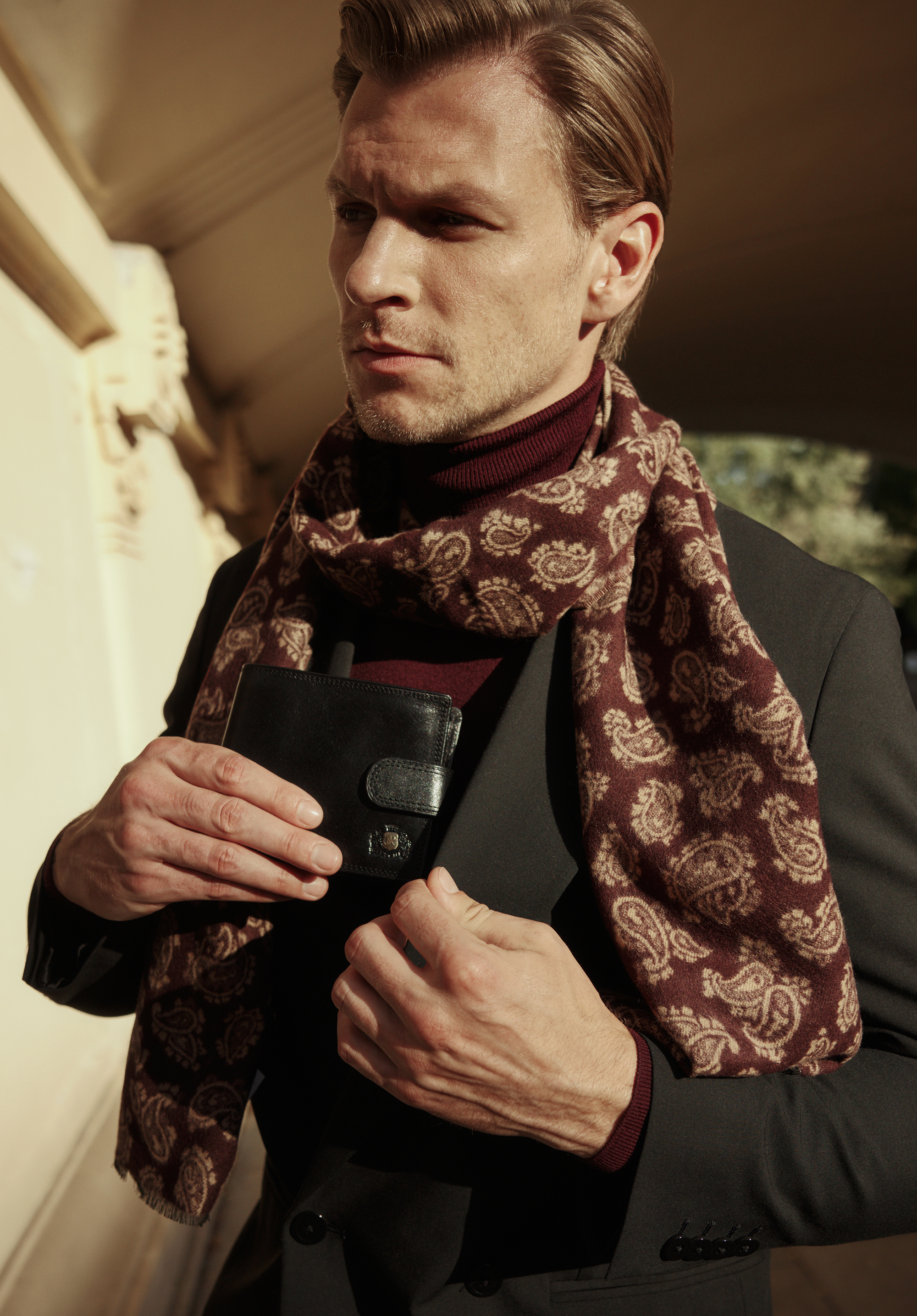 Portofel de piele, mediu, negru, 39-1-125-1, Fotografie 1