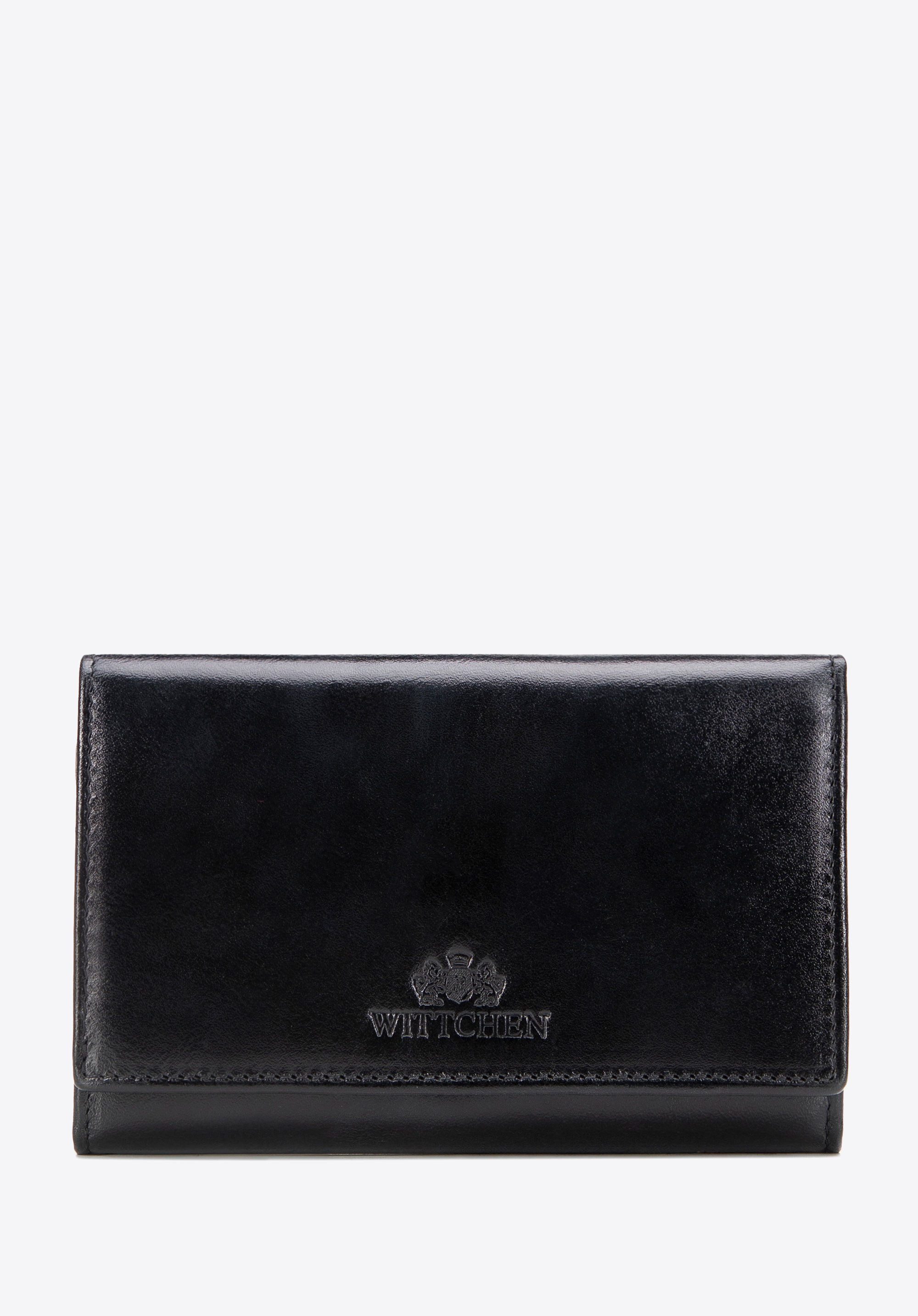 Portofel mare din piele cu închidere cu capsă, negru, 21-1-081-L10, Fotografie 1