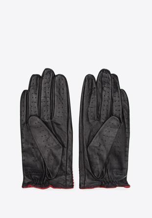 Mănuși de damă din piele pentru mașină, negru - roșu, 46-6L-292-12T-M, Fotografie 1