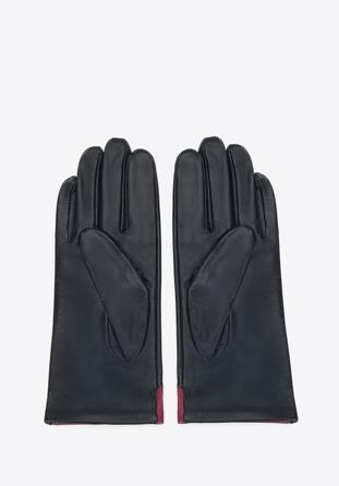 Mănuși de damă din piele cu mărgele, negru - roz, 45-6A-002-1-M, Fotografie 1